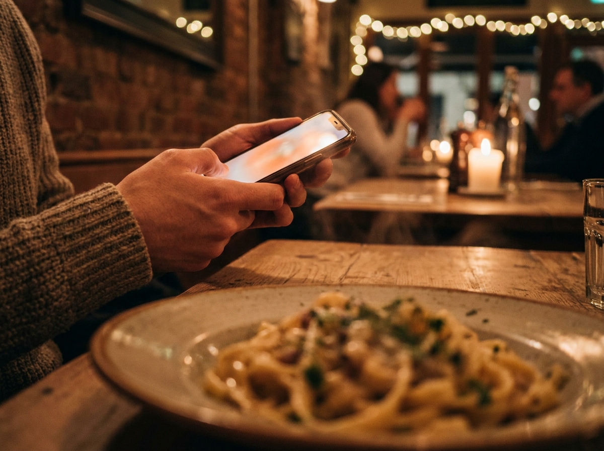 A diner placing a direct order from a restaurant on their phone